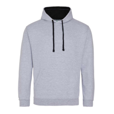 Just Hoods Uniszex kapucnis pulóver kontrasztos színű kapucni béléssel AWJH003, Heather Grey/Jet Black-2XL