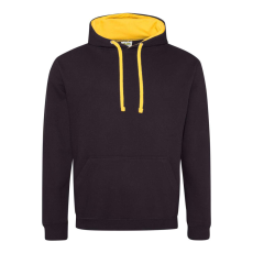 Just Hoods Uniszex kapucnis pulóver kontrasztos színű kapucni béléssel AWJH003, Jet Black/Gold-XS