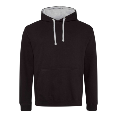 Just Hoods Uniszex kapucnis pulóver kontrasztos színű kapucni béléssel AWJH003, Jet Black/Heather Grey-XS