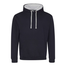 Just Hoods Uniszex kapucnis pulóver kontrasztos színű kapucni béléssel AWJH003, New French Navy/Heather Grey-4XL