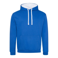 Just Hoods Uniszex kapucnis pulóver kontrasztos színű kapucni béléssel AWJH003, Royal Blue/Arctic White-M