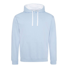 Just Hoods Uniszex kapucnis pulóver kontrasztos színű kapucni béléssel AWJH003, Sky Blue/Arctic White-XL