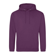 Just Hoods Uniszex laza szabású kapucnis pulóver AWJH001, Plum-XL