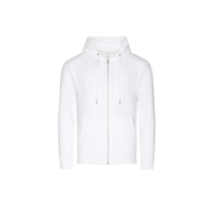 Just Hoods Uniszex organikus kapucnis cipzáras pulóver AWJH250, Arctic White-S