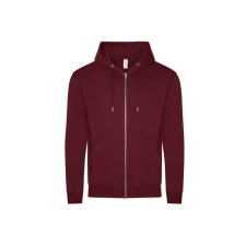 Just Hoods Uniszex organikus kapucnis cipzáras pulóver AWJH250, Burgundy-XL férfi pulóver, kardigán