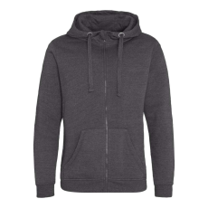 Just Hoods Uniszex vastag cipzáros kapucnis pulóver osztott kenguruzsebbel AWJH150, Charcoal-M