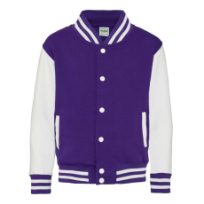 Just Hoods Vastag gyerek pulóver, Just Hoods AWJH043J, patenttal záródó, Purple/Arctic White-12/13
