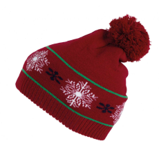 K-UP Mintás bojtos sapka, KP558, Cherry Red