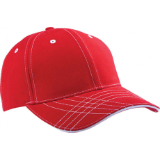 K-UP Uniszex sapka K-UP KP109 6 panels Fashion Cap -Egy méret, Red/White