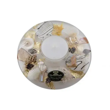  Kagylóval díszitett üveg mécsestartó dekoráció