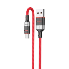 Kaku siga KSC-696 USB-A apa - USB-C apa Adat és töltő kábel 1,2m - Piros kábel és adapter