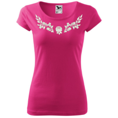  Kalocsai mintás női, környakú, pink póló 2XL