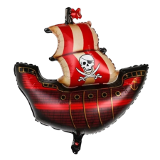  Kalózhajó mintás fólia lufi - 85 cm party kellék