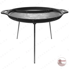 Kályhaház 3 Lábú Öntöttvas Pecsenyesütő / Szeletsütő - Ø 43 cm - Mély, bordás, sík felületű edény