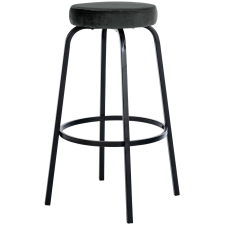  Kamari kör alakú bársony bárszék négylábú fémváz sötétszürke-matt fekete 324866 bútor