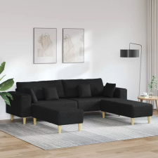  Kanapé párnával 3 pcs Fekete szövet bútor