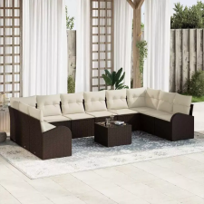  Kanapé Szett párnával 11 pcs Barna Polyrattan kerti bútor