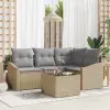  Kanapé Szett párnával 5 pcs Beige és Világosszürke polirattan
