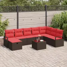  Kanapé Szett párnával tárolóval 9 pcs Barna polirattan kerti bútor