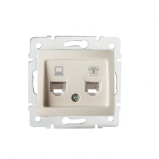 KANLUX 24816 DOMO 01-1430-003 Adatcsatlakozó aljzat RJ45 Cat 5e+RJ11 krém villanyszerelés