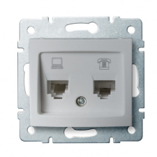 KANLUX 24875 DOMO 01-1430-043 Adatcsatlakozó aljzat RJ45 Cat 5e+RJ11 ezüst villanyszerelés