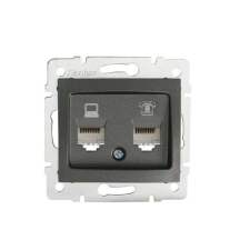 KANLUX 24934 DOMO 01-1430-041 Adatcsatlakozó aljzat RJ45 Cat 5e+RJ11 grafit villanyszerelés