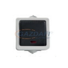 KANLUX 25353 TEKNO 05-1110-143 Jelzőfényes egypólusú kapcsoló, fekete, IP54, 250V villanyszerelés