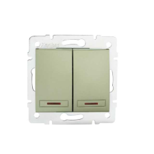 KANLUX 25367 DOMO 01-1023-250 Jelzőfényes dupla nyomókapcsoló 10AX - 250V~ villanyszerelés
