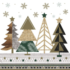 Karácsony Graphic Trees szalvéta 20 db-os 33x33 cm party kellék
