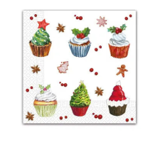 Karácsony i Christmas Cupcakes szalvéta 20 db-os 33x33 cm party kellék