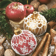 Karácsony Lace Red&Gold Baubles szalvéta 20 db-os 33x33 cm papírárú, csomagoló és tárolóeszköz