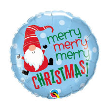 Karácsony Merry Christmas Gnome, Karácsonyi fólia lufi 46 cm party kellék