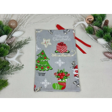  Karácsony mintás szürke lonetta mikulás zsák ajándéktasak