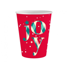 Karácsony Red Joy, Karácsony papír pohár 6 db-os 250 ml party kellék
