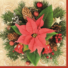 Karácsony Red Poinsettia szalvéta 20 db-os 33x33 cm papírárú, csomagoló és tárolóeszköz