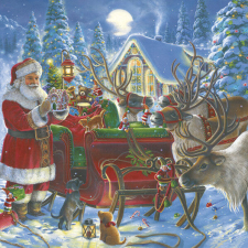 Karácsony Santa with Sleigh szalvéta 20 db-os 33x33 cm papírárú, csomagoló és tárolóeszköz