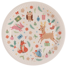 Karácsony Téli erdő Winter Woodland papírtányér 8 db-os 23 cm party kellék