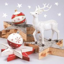 Karácsony White Reindeer szalvéta 20 db-os 33x33 cm party kellék