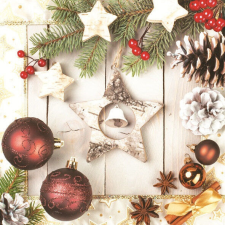 Karácsony Wooden Star szalvéta 20 db-os 33x33 cm papírárú, csomagoló és tárolóeszköz