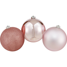  Karácsonyfa díszgömb 3 féle rózsaszín karácsonyfadísz