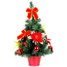  Karácsonyfa MagicHome Karácsony, feldíszített, piros, 40 cm műfenyő