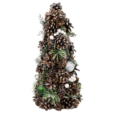Karácsonyfa MagicHome Karácsony, natúr, zöld gömbökkel, 47 cm karácsonyfadísz