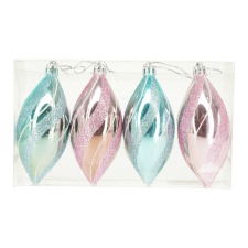  Karácsonyfadísz hosszúkás, glitteres 18,6x10,8x5 cm S/4 dekorációs kellék