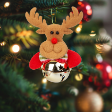  Karácsonyfadísz - Rénszarvas csengettyűvel - 11 x 10 cm karácsonyfadísz