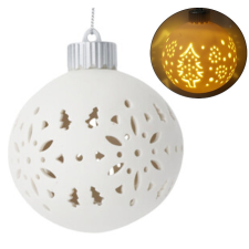  Karácsonyfadísz - világítós gömbdísz (virág fenyőkkel) fajáték