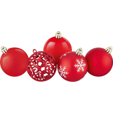  Karácsonyfagömb-készlet mintás 25 darabos átmérő 6 cm piros karácsonyfadísz