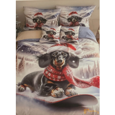  Karácsonyi 3 részes ágyneműhuzat 3D - Tacskó kutyus karácsonyi textilia
