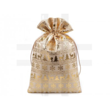  Karácsonyi ajándék zsákocska fémes mintával  -  20x30 cm dekorációs kellék