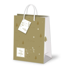  Karácsonyi ajándéktáska 23x18x10cm, közepes, gold conan, arany ajándéktasak