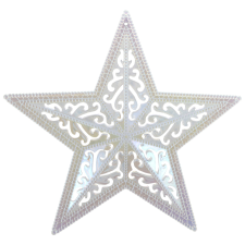  Karácsonyi dekor csillagdísz műanyagból 26 cm átmérő fehér-átlátszó karácsonyfadísz